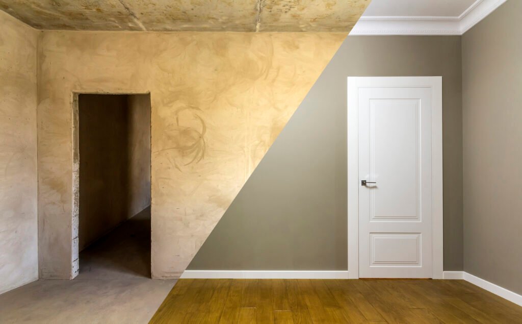 comparison-of-a-room-in-an-apartment-before-and-after-surrey interior renovations surrey contractor old to new general contracting surrey